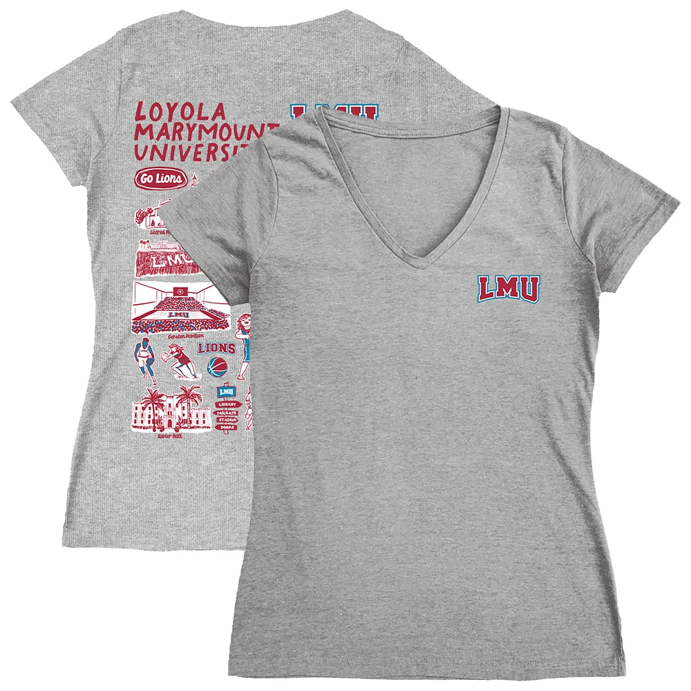 Women's Vive La Fete Gray Loyola Marymount Lions Impressions Artwork V-Neck T-Shirt