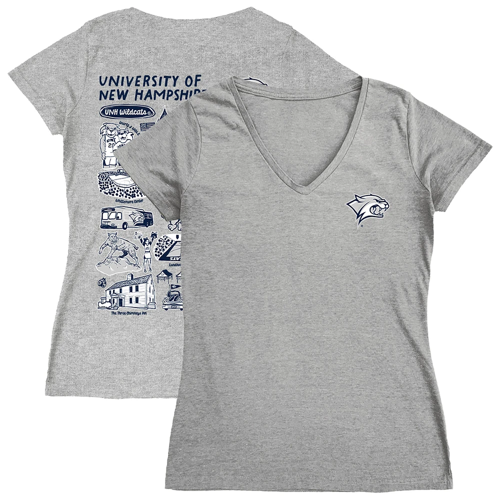 Women's Vive La Fete Gray New Hampshire Wildcats Impressions Artwork V-Neck T-Shirt