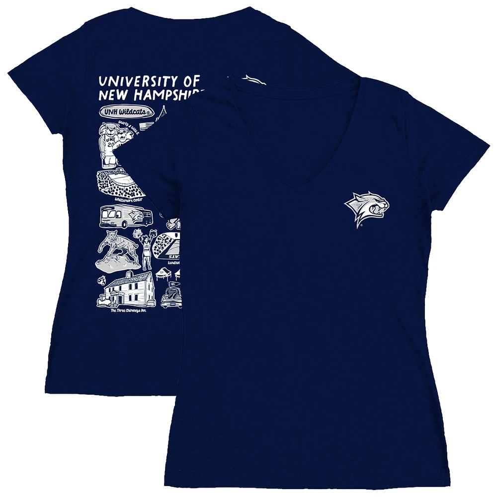 Women's Vive La Fete Navy New Hampshire Wildcats Impressions Artwork V-Neck Fitted T-Shirt