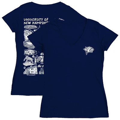 Women's Vive La Fete Navy New Hampshire Wildcats Impressions Artwork V-Neck Fitted T-Shirt