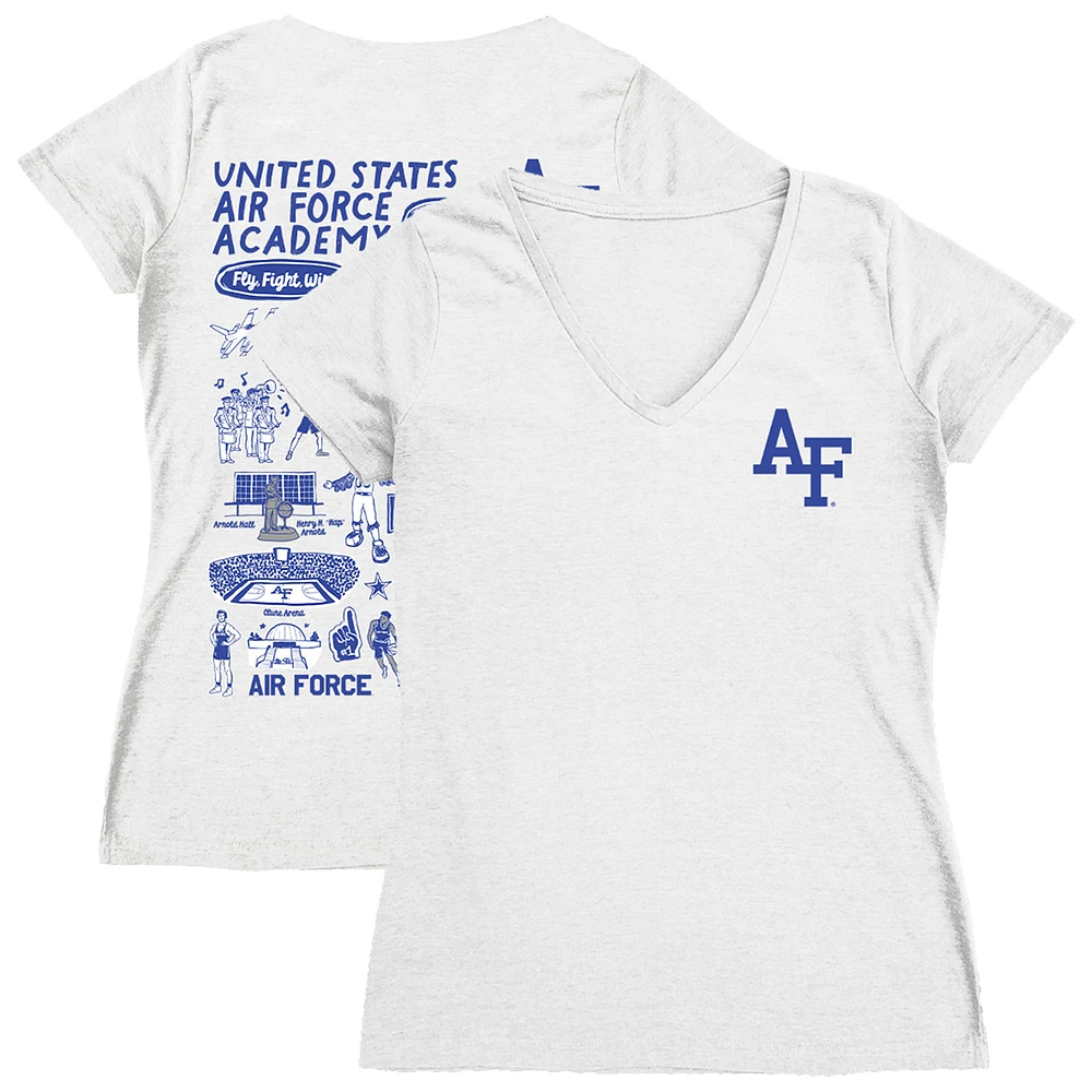 Women's Vive La Fete White Air Force Falcons Impressions Artwork V-Neck Fitted T-Shirt