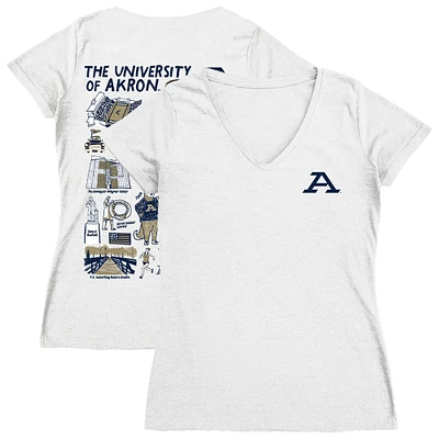 Women's Vive La Fete Akron Zips Impressions Artwork V-Neck Fitted T-Shirt