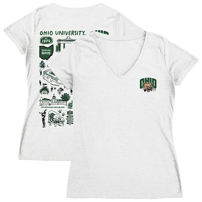 Women's Vive La Fete White Ohio Bobcats Impressions Artwork V-Neck T-Shirt
