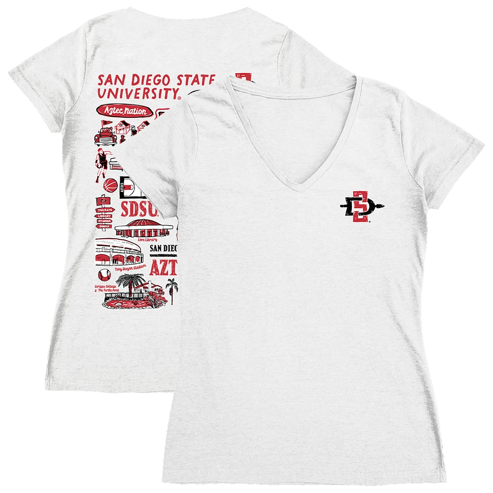 Women's Vive La Fete San Diego State Aztecs Impressions Artwork V-Neck T-Shirt