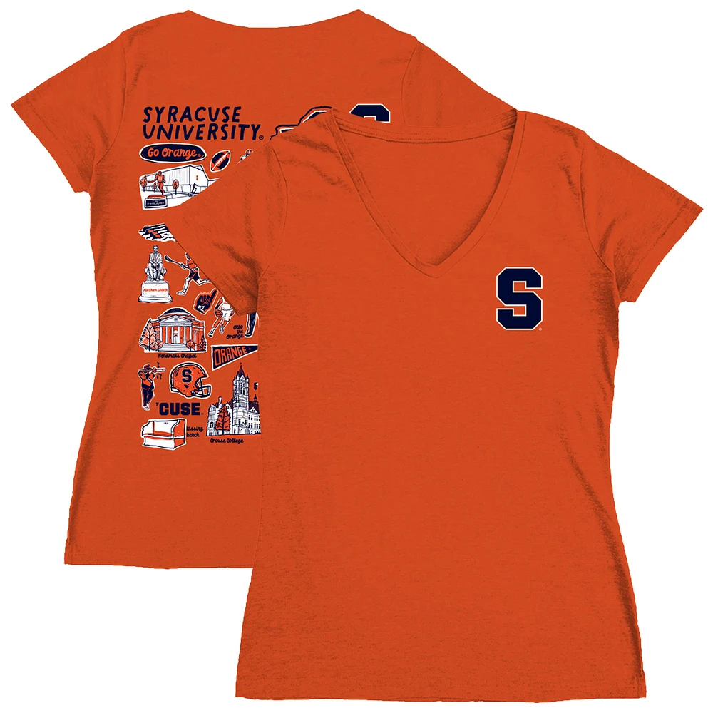 Women's Vive La Fete Orange Syracuse Impressions Artwork V-Neck T-Shirt