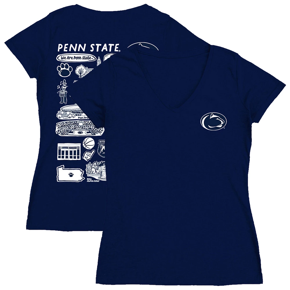 Women's Vive La Fete Navy Penn State Nittany Lions Impressions Artwork V-Neck T-Shirt