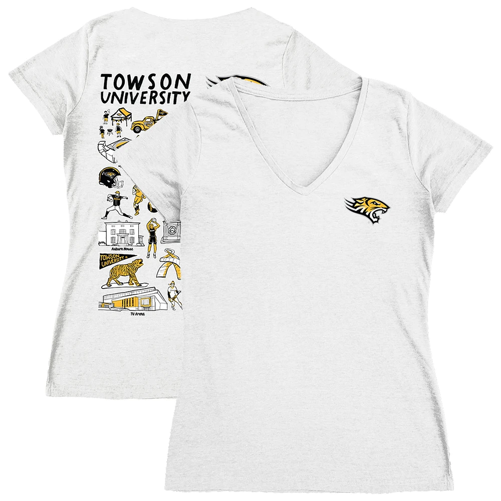 Women's Vive La Fete Towson Tigers Impressions Artwork V-Neck T-Shirt