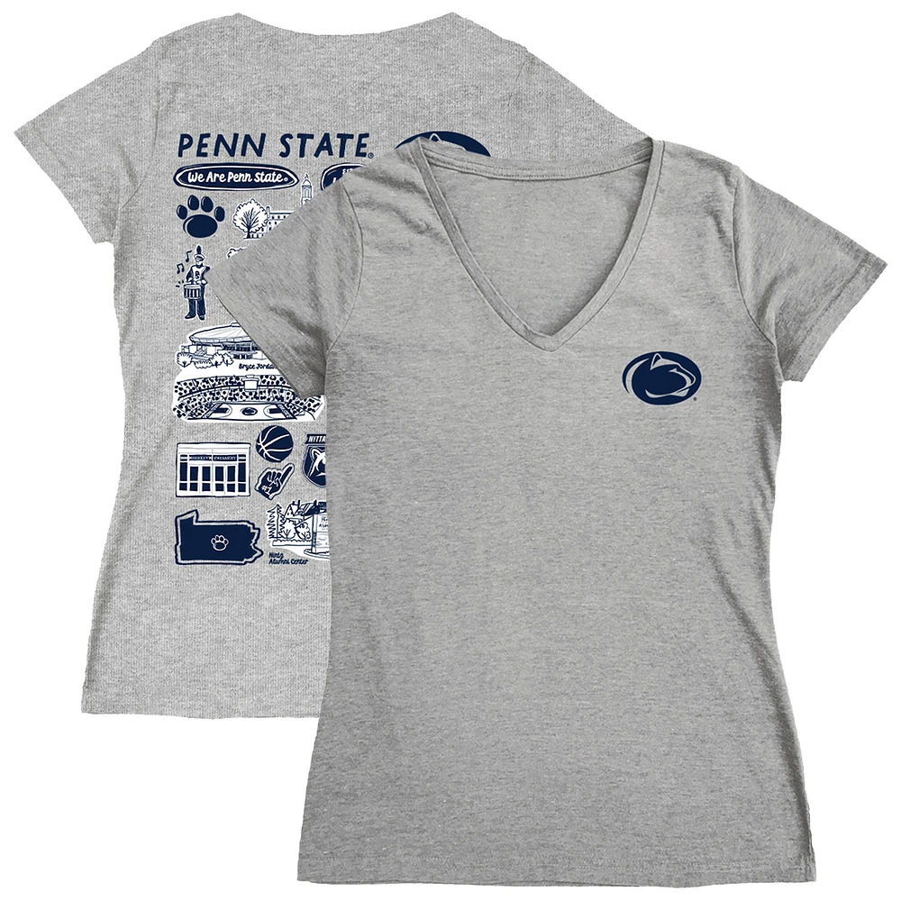 Women's Vive La Fete Gray Penn State Nittany Lions Impressions Artwork V-Neck T-Shirt
