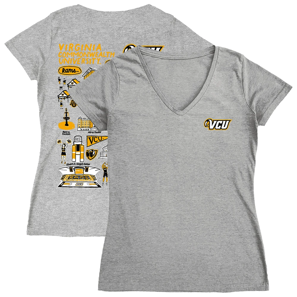 Women's Vive La Fete Gray VCU Rams Impressions Artwork V-Neck T-Shirt