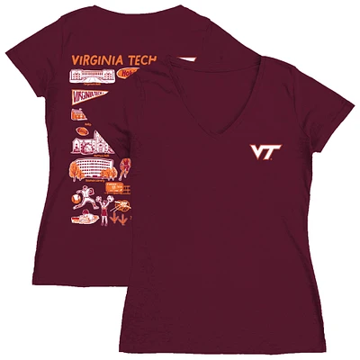 Women's Vive La Fete Maroon Virginia Tech Hokies Impressions Artwork V-Neck T-Shirt