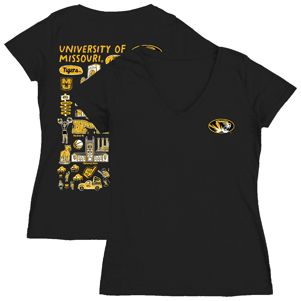 Women's Vive La Fete Black Missouri Tigers Impressions Artwork V-Neck T-Shirt