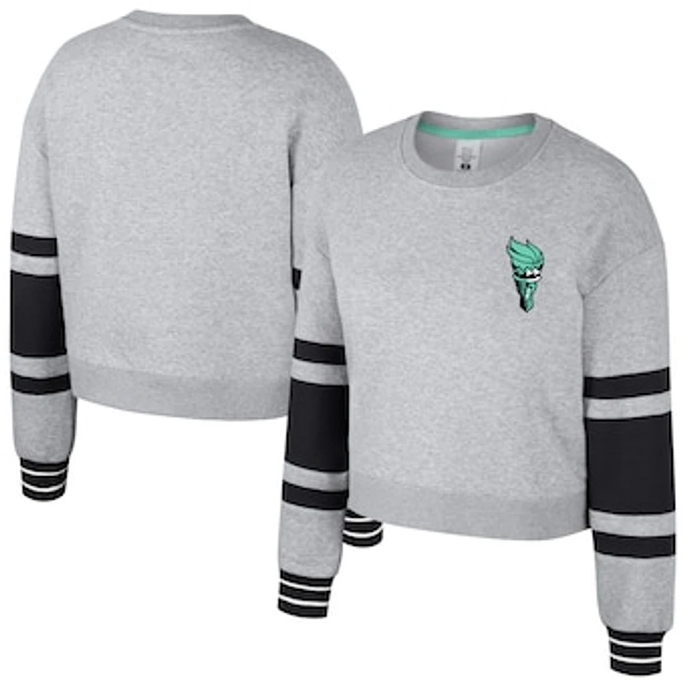 Unisex Stadium Essentials Heather Gray New York Liberty Cropped Pullover Sweatshirt