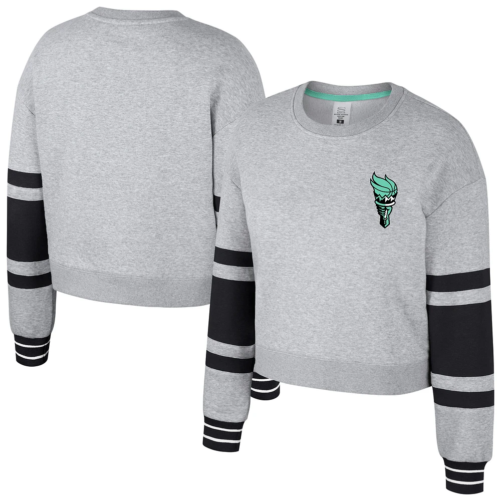 Unisex Stadium Essentials Heather Gray New York Liberty Cropped Pullover Sweatshirt