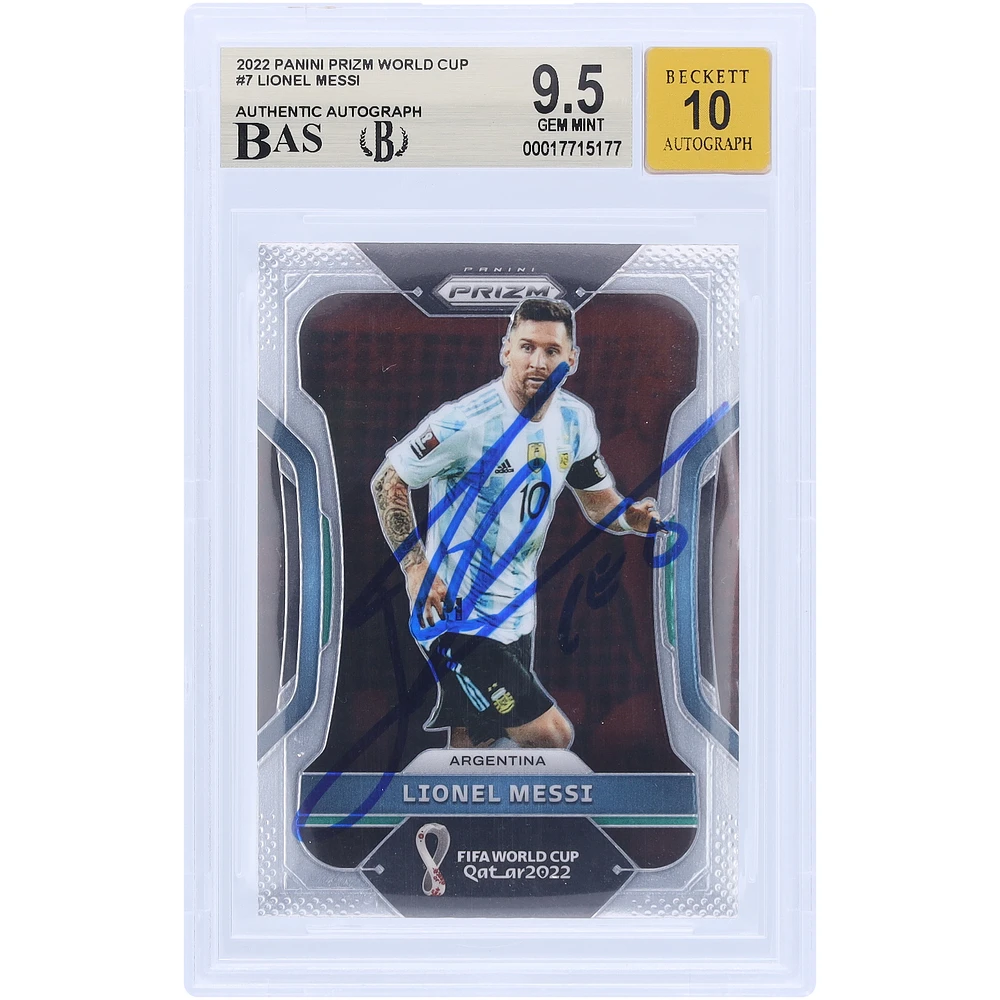 Lionel Messi Argentina National Team Autographed 2022 Panini Prizm World Cup Qatar #7 BAS Authenticated /10 Card