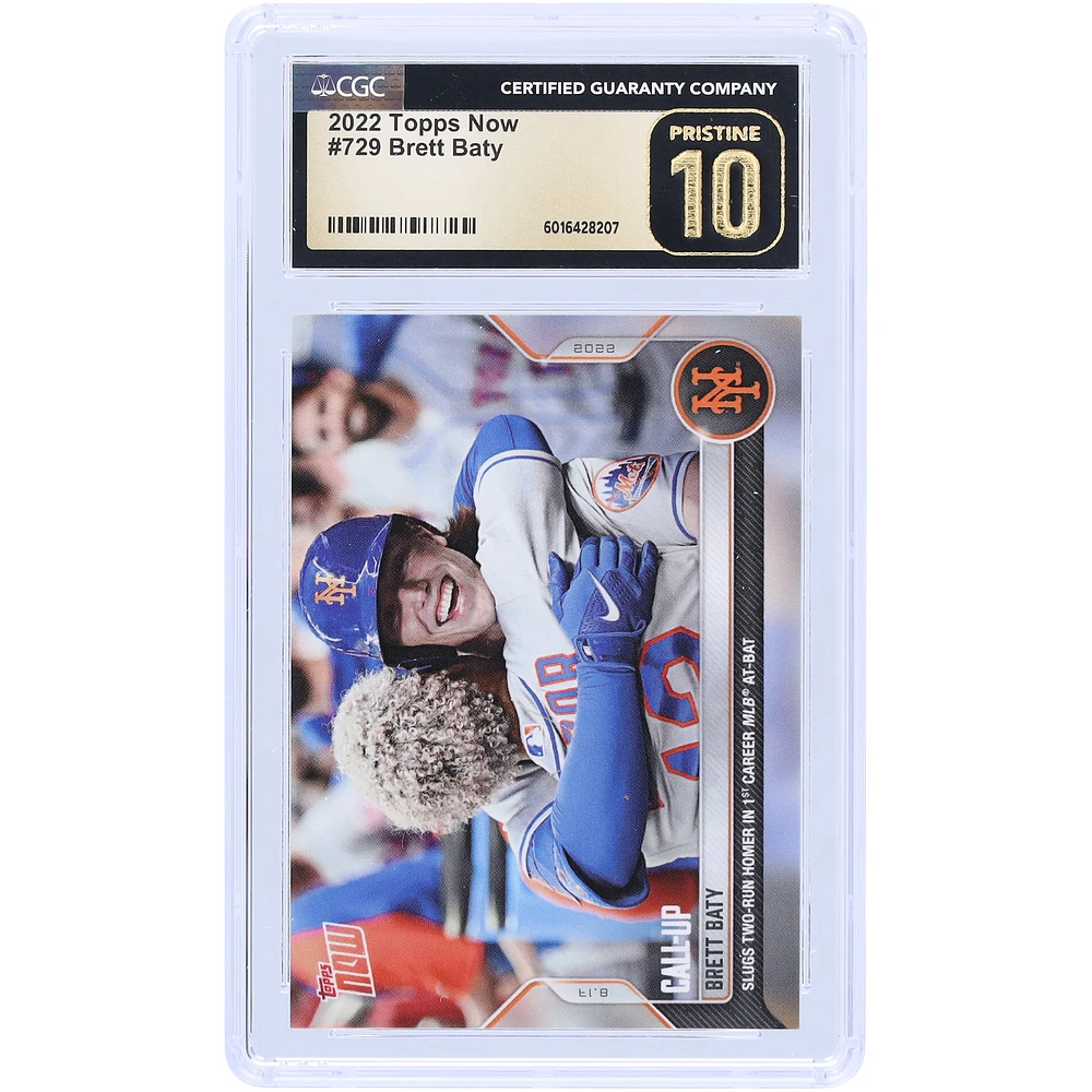Brett Baty New York Mets 2022 Topps Now Slugs Two-Run Homer In 1st Career MLB At-Bat #729 CGC Authenticated Pristine 10 Rookie Card