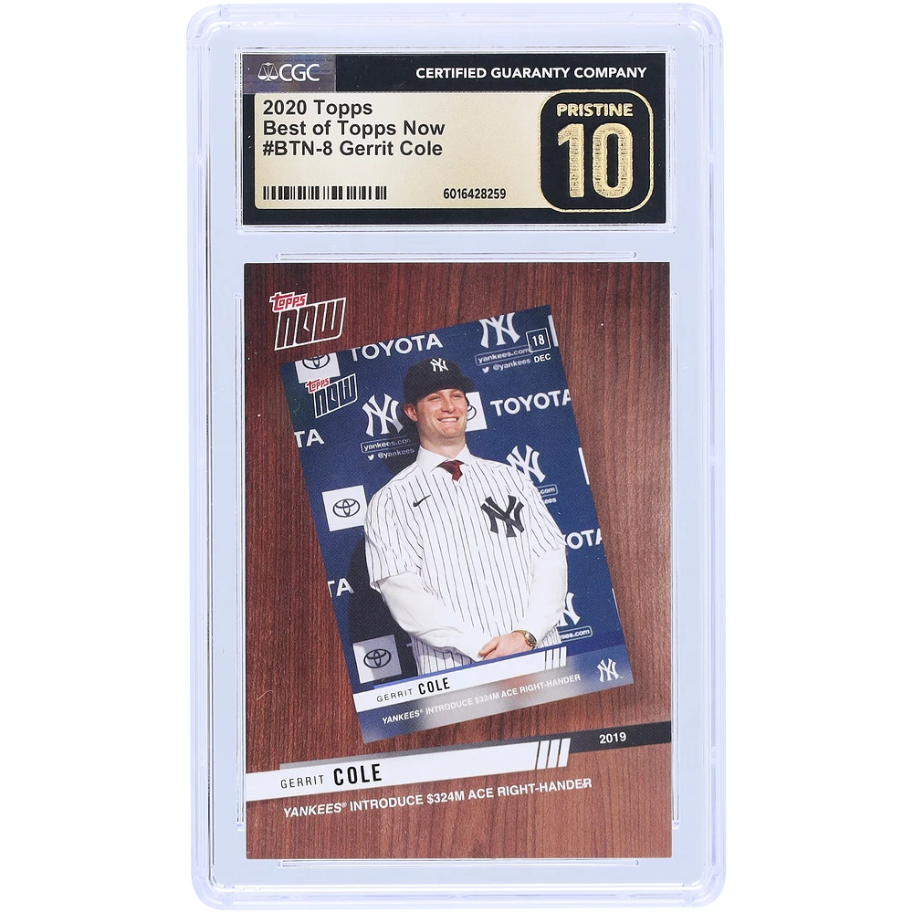 Gerrit Cole New York Yankees 2020 Topps Best of Topps Now Yankees Introduce $324M Ace Right-Hander #BTN-8 CGC Authenticated Pristine 10 Card