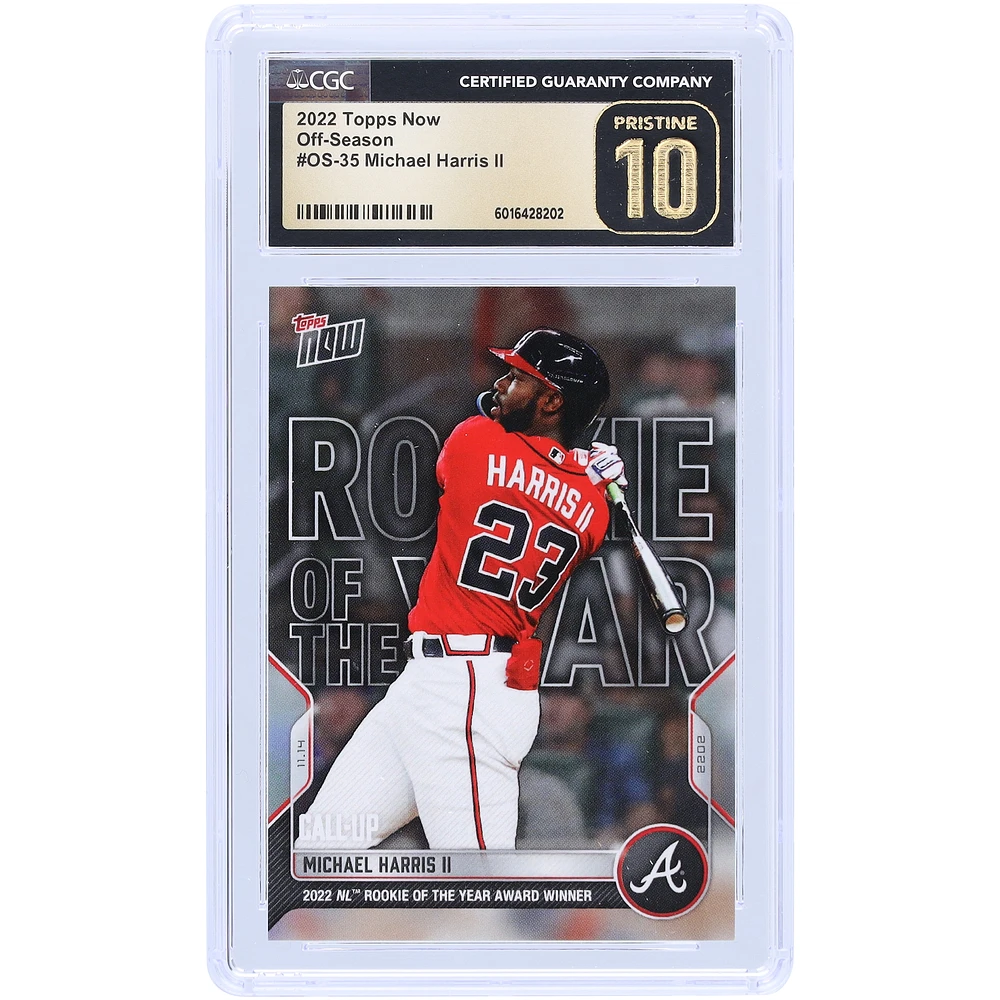 Michael Harris II Atlanta Braves 2022 Topps Now Off-Season 2022 NL Rookie Of The Year Award Winner #OS-35 CGC Authenticated Pristine 10 Rookie Card