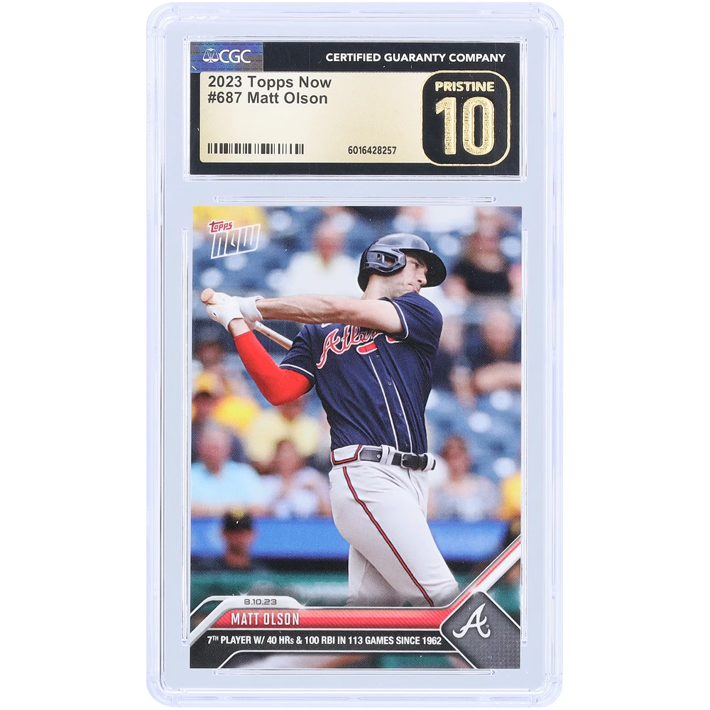 Matt Olson Atlanta Braves 2023 Topps Now 7th Player W/ 40 HRs & 100 RBI In 113 Games Since 1962 #687 CGC Authenticated Pristine 10 Card