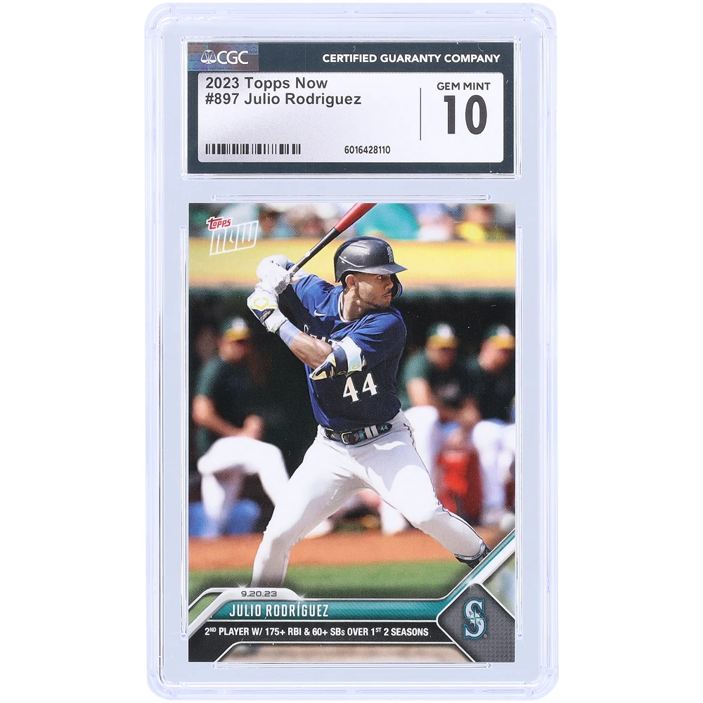 Julio Rodriguez Seattle Mariners 2023 Topps Now 2nd Player W/ 175+ RBI & 60+ SBs Over 1st 2 Season #897 CGC Authenticated Card