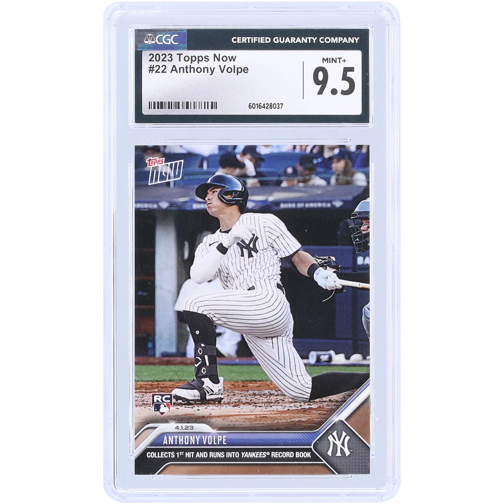 Anthony Volpe New York Yankees 2023 Topps Now Collects 1st Hit & Runs Into Yankees Records Book #22 CGC Authenticated 9.5 Rookie Card