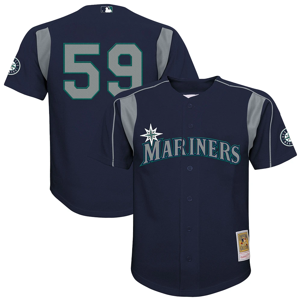 Youth Mitchell & Ness Felix Hernandez Navy Seattle Mariners Mesh Batting Practice Jersey
