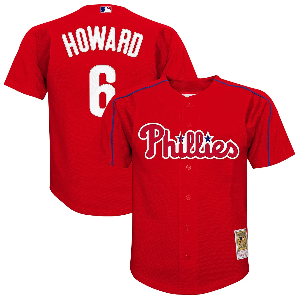 Youth Mitchell & Ness Ryan Howard Red Philadelphia Phillies Mesh Batting Practice Jersey