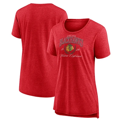 Women's Red Chicago Blackhawks Reign Supreme Tri-Blend T-Shirt
