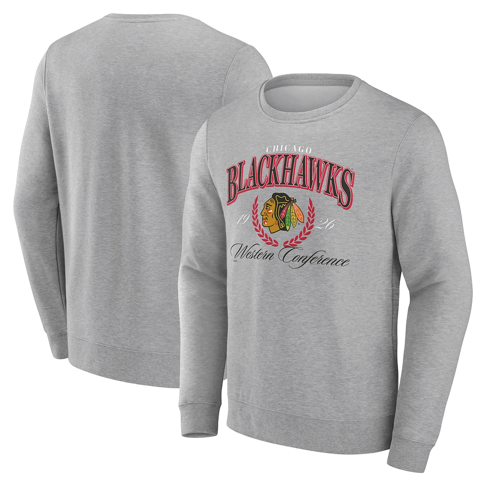 Men's Gray Chicago Blackhawks Reign Supreme Pullover Sweatshirt