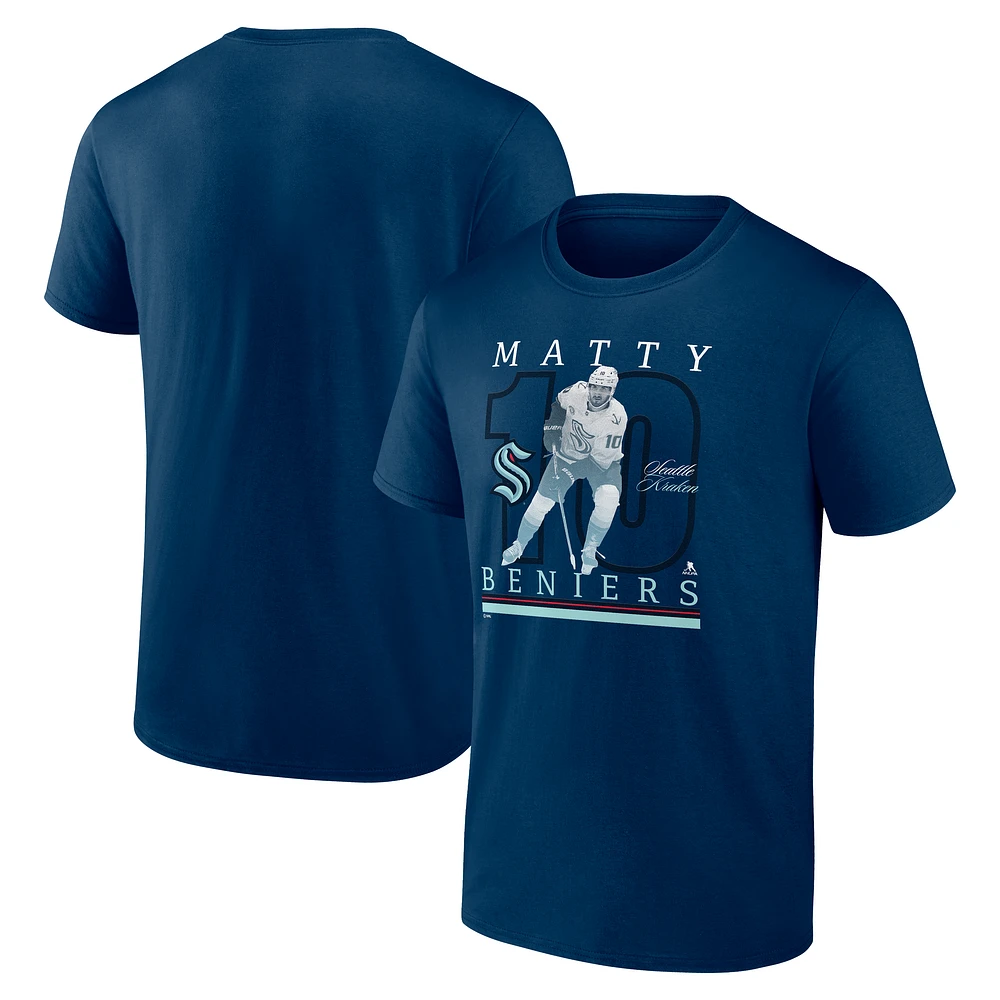 Men's Matty Beniers Deep Sea Blue Seattle Kraken Player Show T-Shirt