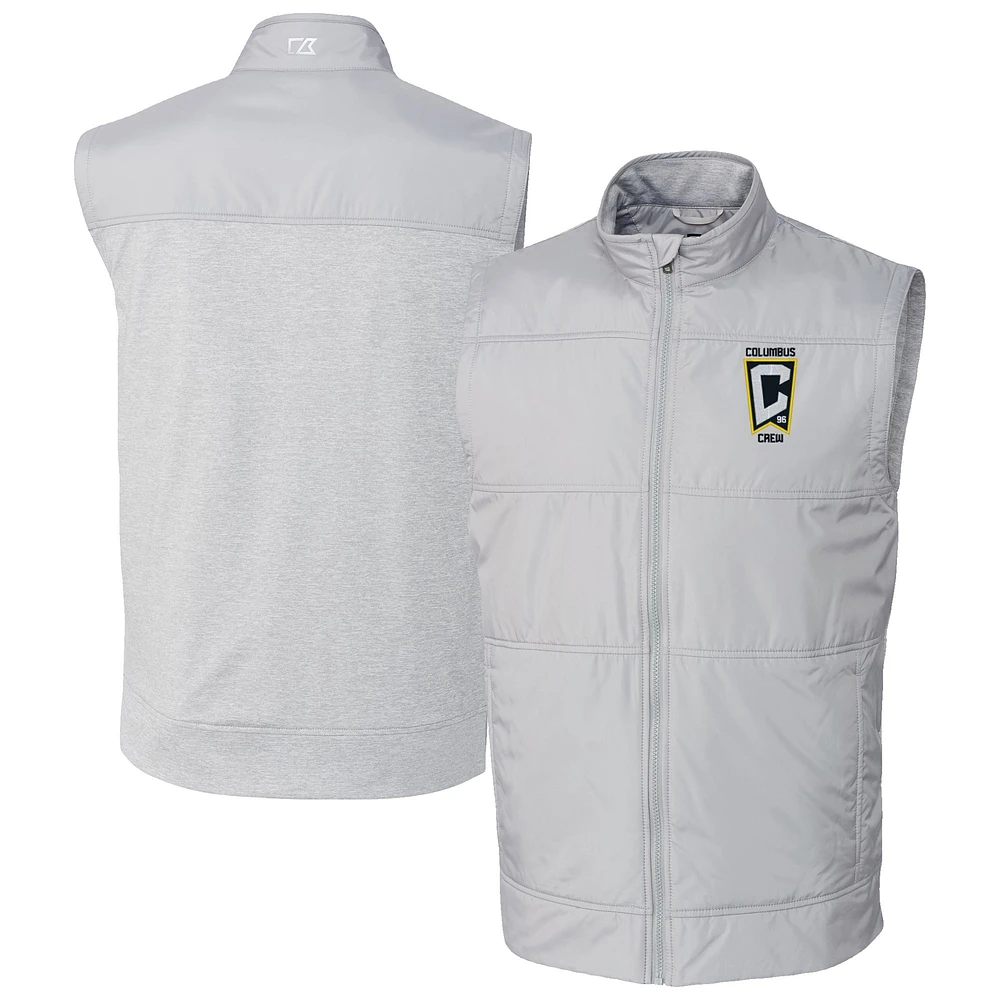 Men's Cutter & Buck Gray Columbus Crew Stealth Hybrid Quilted Windbreaker Full-Zip Vest