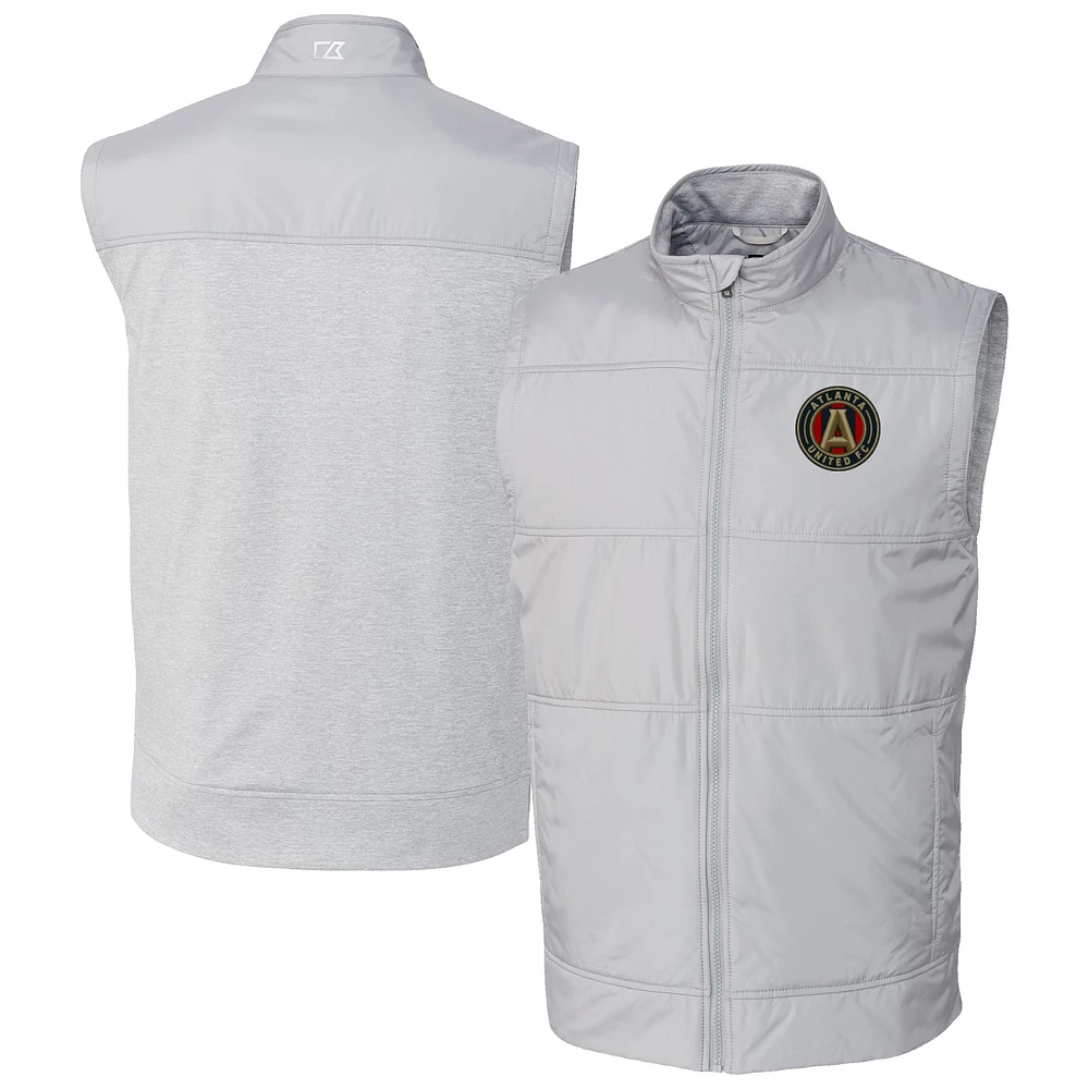 Men's Cutter & Buck Gray Atlanta United FC Stealth Hybrid Quilted Windbreaker Full-Zip Vest