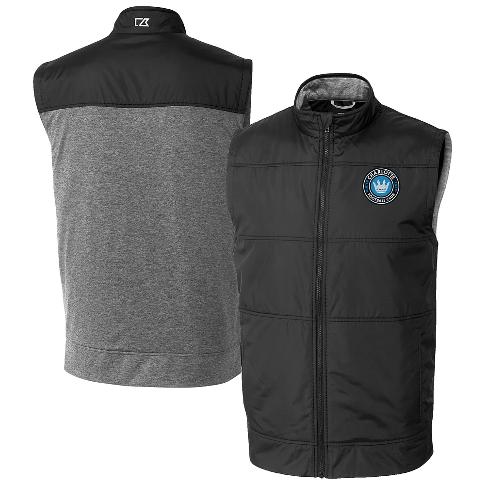 Men's Cutter & Buck Charlotte FC Stealth Hybrid Quilted Windbreaker Full-Zip Vest