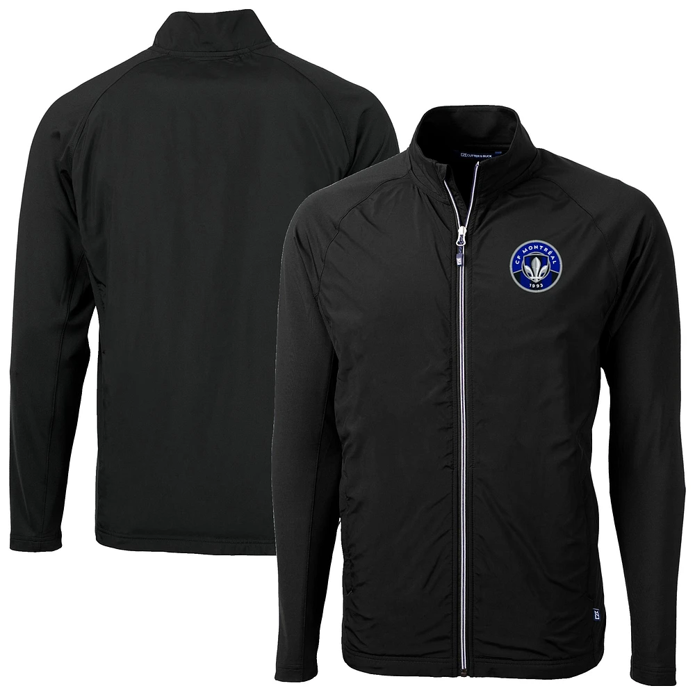 Men's Cutter & Buck Black CF Montreal Adapt Eco Knit Hybrid Recycled Full-Zip Jacket
