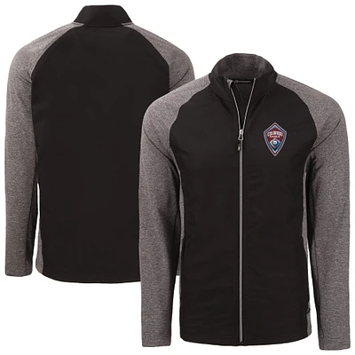 Men's Cutter & Buck Heather Black Colorado Rapids Big Tall Adapt Eco Knit Hybrid Recycled Full-Zip Jacket