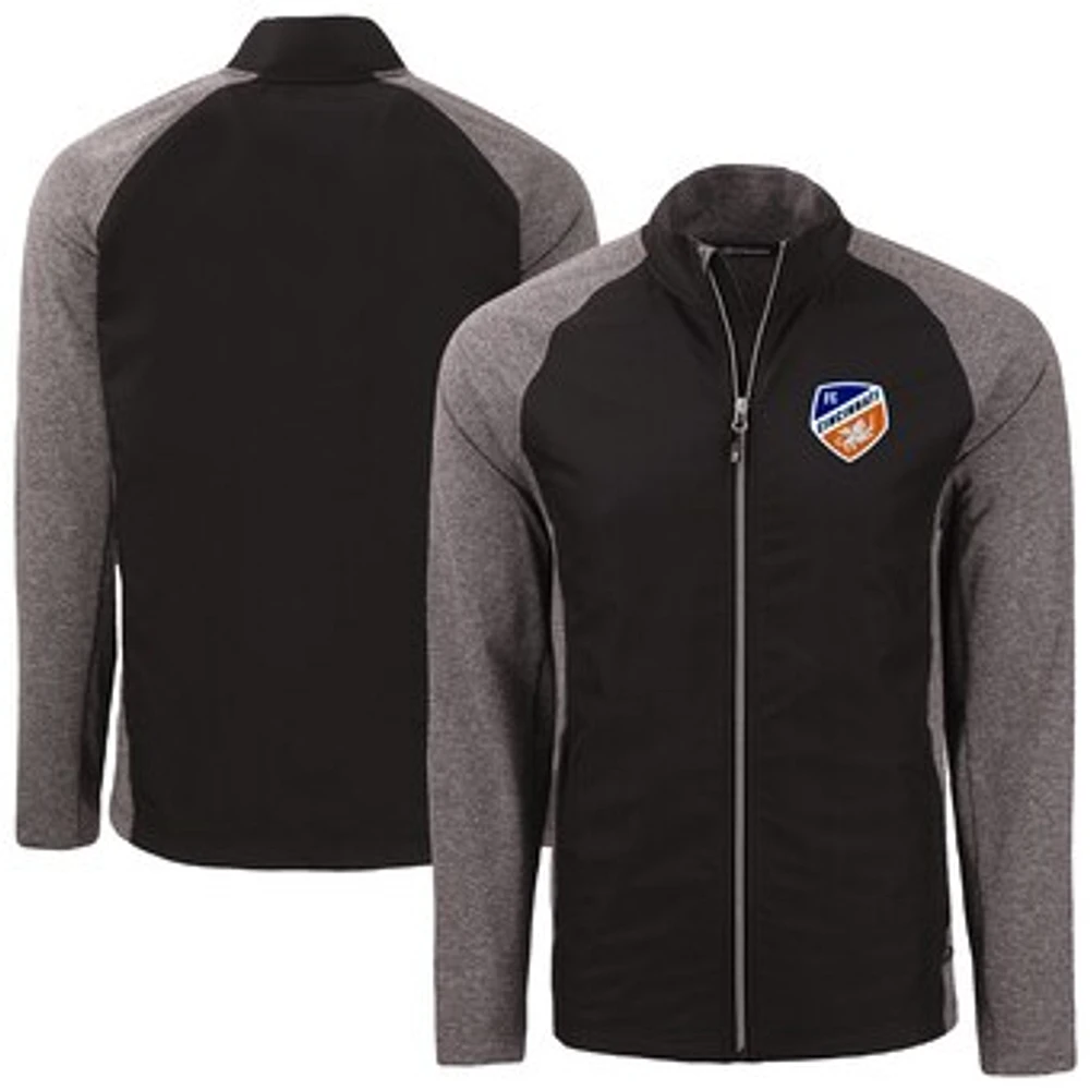 Men's Cutter & Buck Heather Black FC Cincinnati Big Tall Adapt Eco Knit Hybrid Recycled Full-Zip Jacket