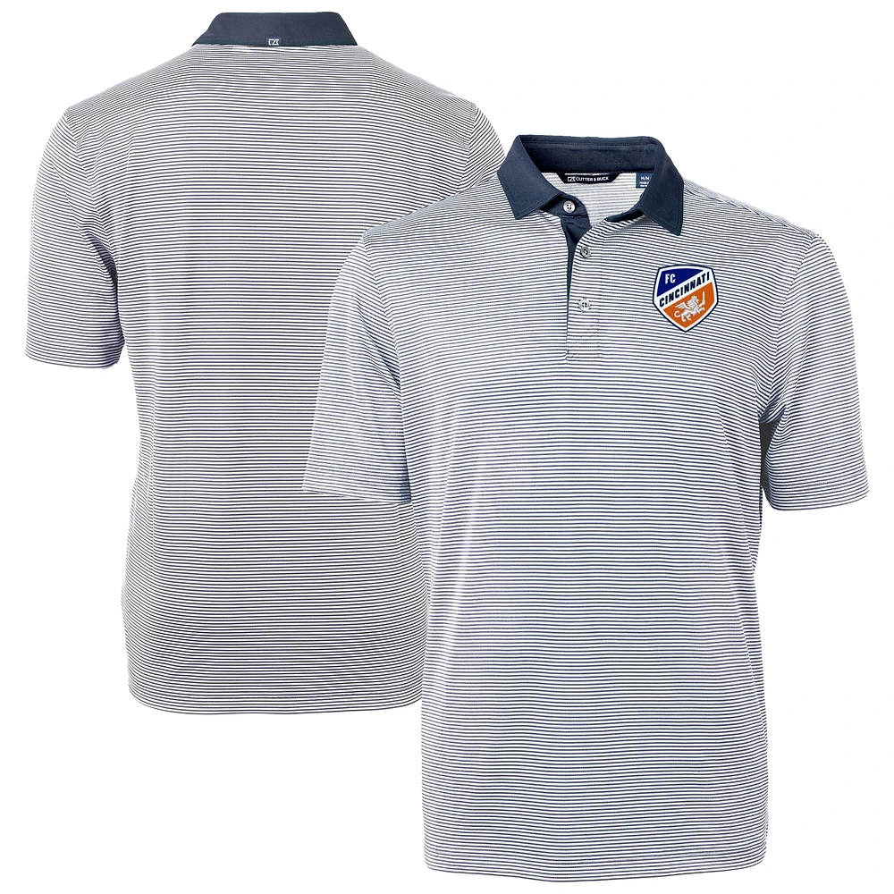 Men's Cutter & Buck Navy FC Cincinnati Virtue Eco Pique Micro Stripe Recycled Polo