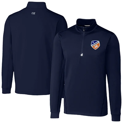 Men's Cutter & Buck Navy FC Cincinnati Traverse Stretch Eco Quarter-Zip Pullover Top