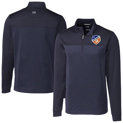 Men's Cutter & Buck Navy FC Cincinnati Big Tall Traverse Stretch Eco Stripe Quarter-Zip Pullover
