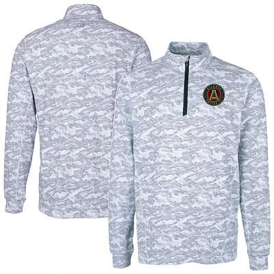 Men's Cutter & Buck Charcoal Atlanta United FC Big Tall Traverse Stretch Eco Camo Print Quarter-Zip Pullover Top