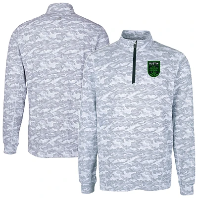 Men's Cutter & Buck Charcoal Austin FC Big Tall Traverse Stretch Eco Camo Print Quarter-Zip Pullover Top