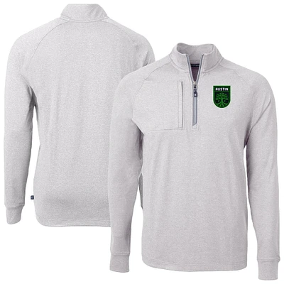 Men's Cutter & Buck Heather Gray Austin FC Big Tall Adapt Eco Knit Quarter-Zip Top