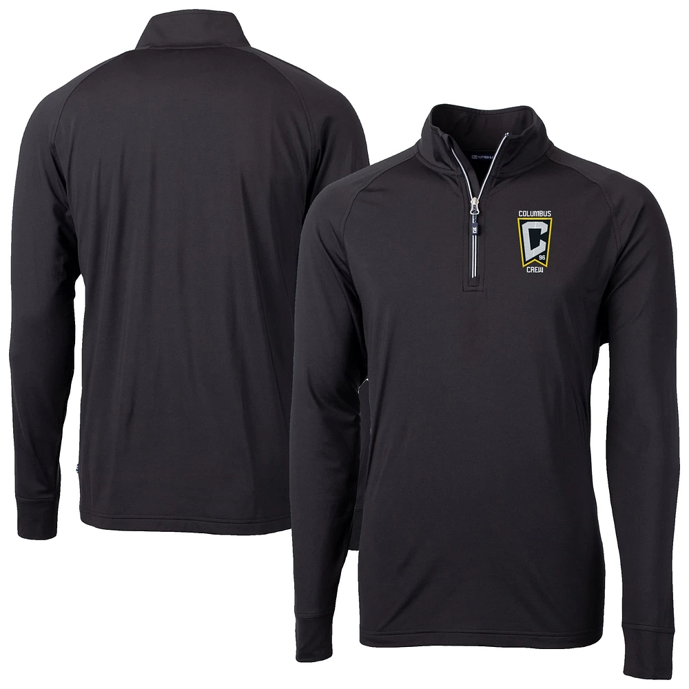 Men's Cutter & Buck Black Columbus Crew Big Tall Adapt Eco Knit Stretch Recycled Quarter-Zip Pullover