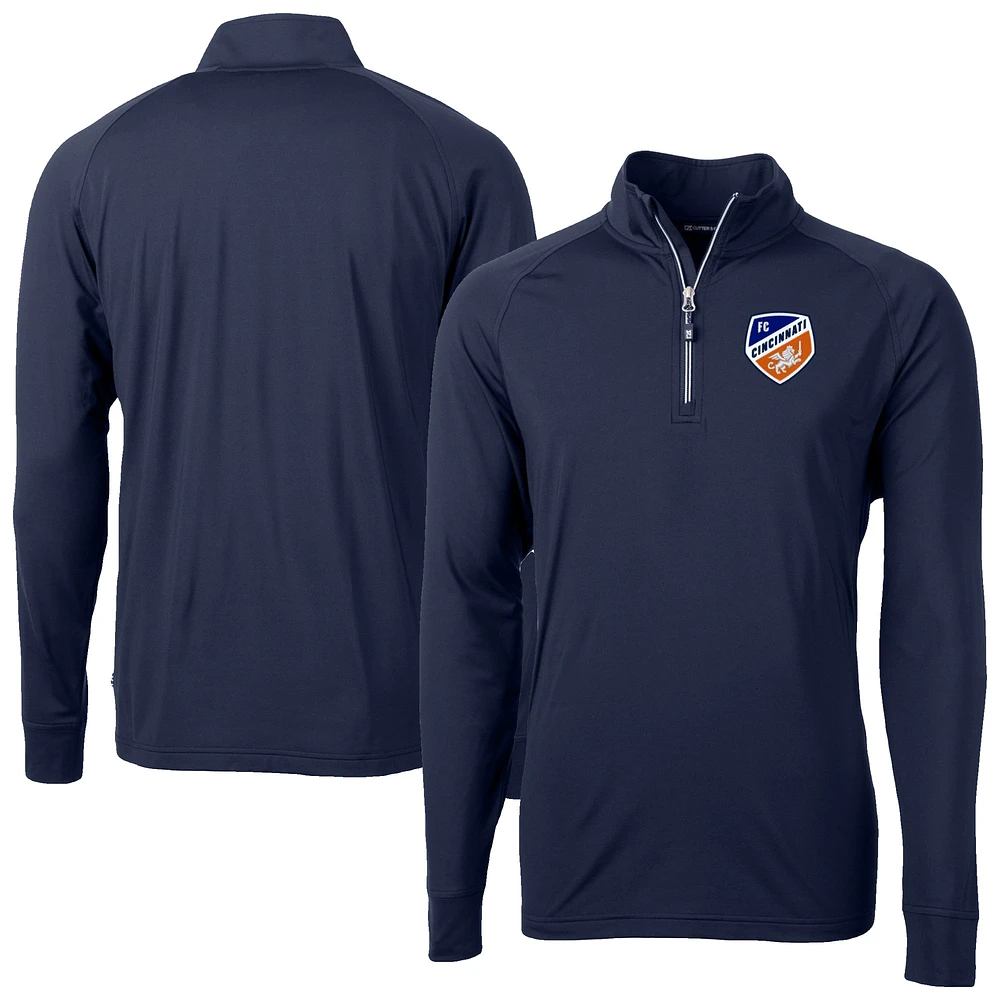 Men's Cutter & Buck Navy FC Cincinnati Big Tall Adapt Eco Knit Stretch Recycled Quarter-Zip Pullover