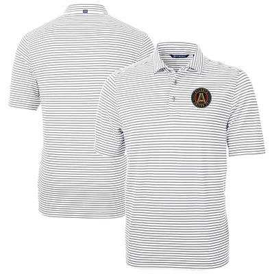 Men's Cutter & Buck Gray Atlanta United FC Big & Tall Virtue Eco Pique Stripe Recycled Polo