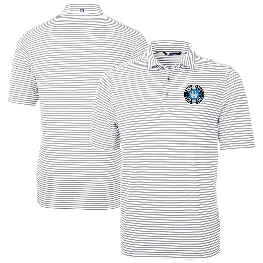 Men's Cutter & Buck Charlotte FC Big Tall Virtue Eco Pique Stripe Recycled Polo
