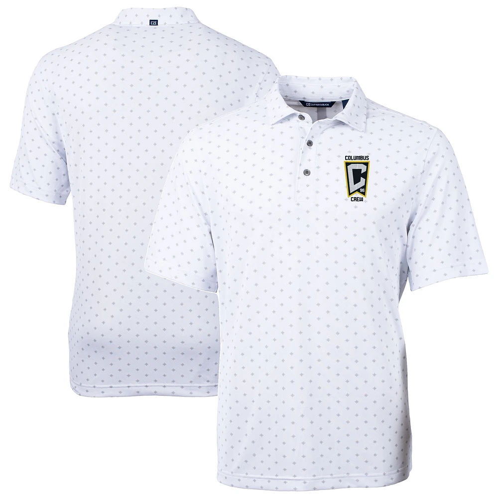 Men's Cutter & Buck White Columbus Crew Big & Tall Virtue Eco Pique Tile Print Recycled Polo