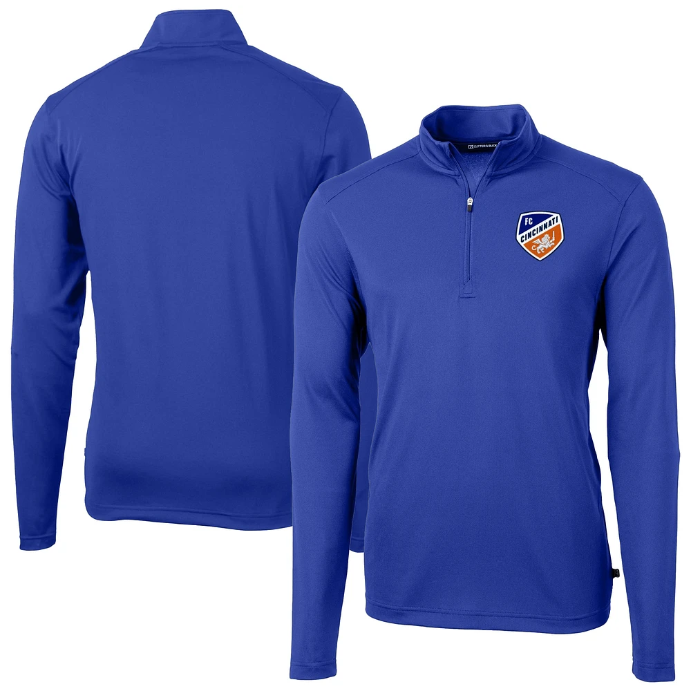 Men's Cutter & Buck FC Cincinnati Big Tall Virtue Eco Pique Recycled Quarter-Zip Pullover Top