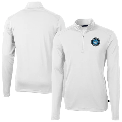 Men's Cutter & Buck White Charlotte FC Big Tall Virtue Eco Pique Recycled Quarter-Zip Pullover Top