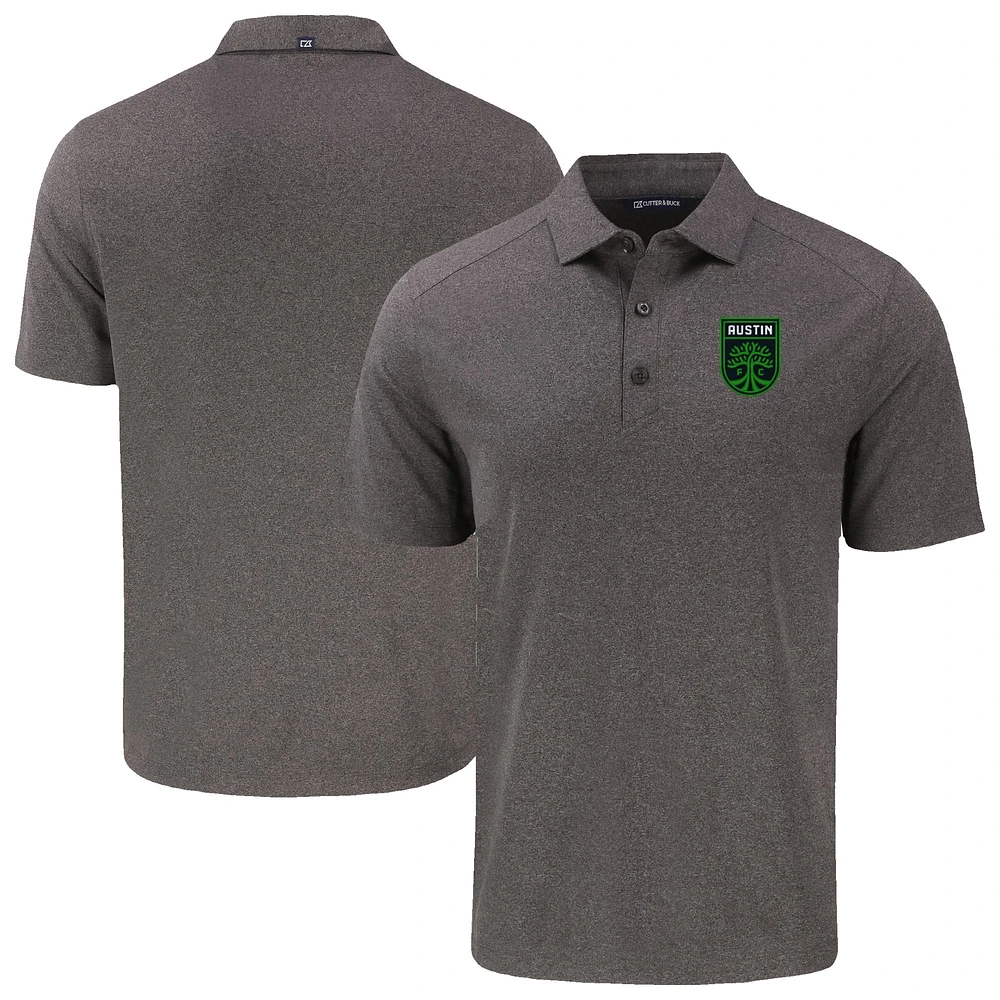 Men's Cutter & Buck Heather Black Austin FC Big Tall Forge Eco Stretch Recycled Polo