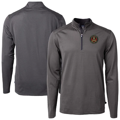 Men's Cutter & Buck Atlanta United FC Big Tall Virtue Eco Pique Micro Stripe Recycled Quarter-Zip